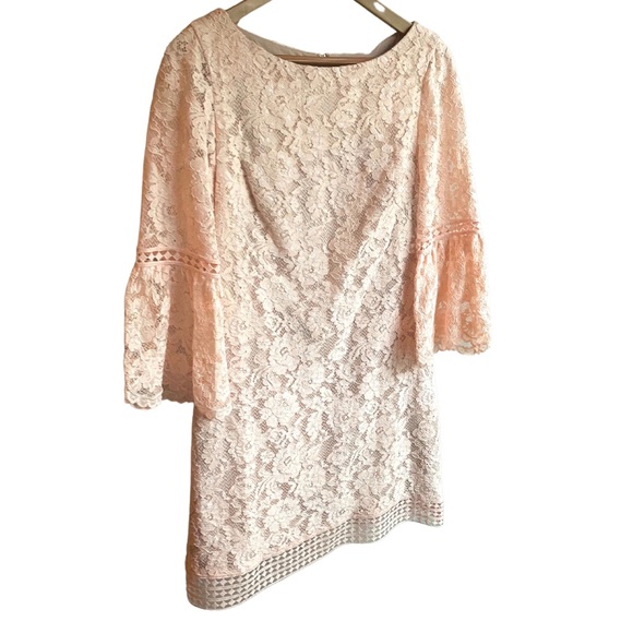 Pink Lace Dress by Eliza J - flared bell sleeves! - Picture 1 of 5